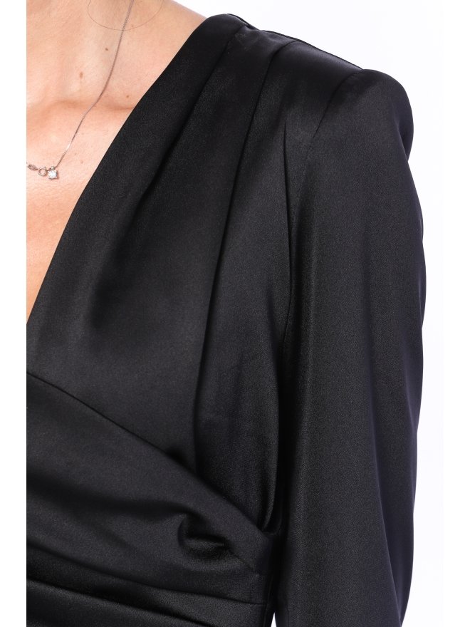 TGH ONE-SLEEVE SATIN MIDI DRESS