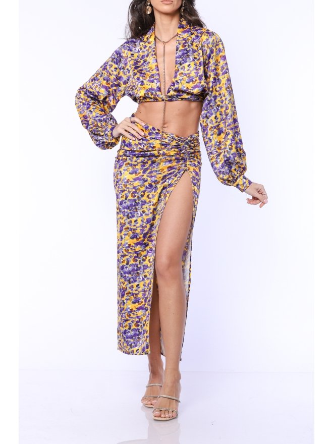 TGH ANIMAL PRINT FRONT SLIT MIDI SKIRT