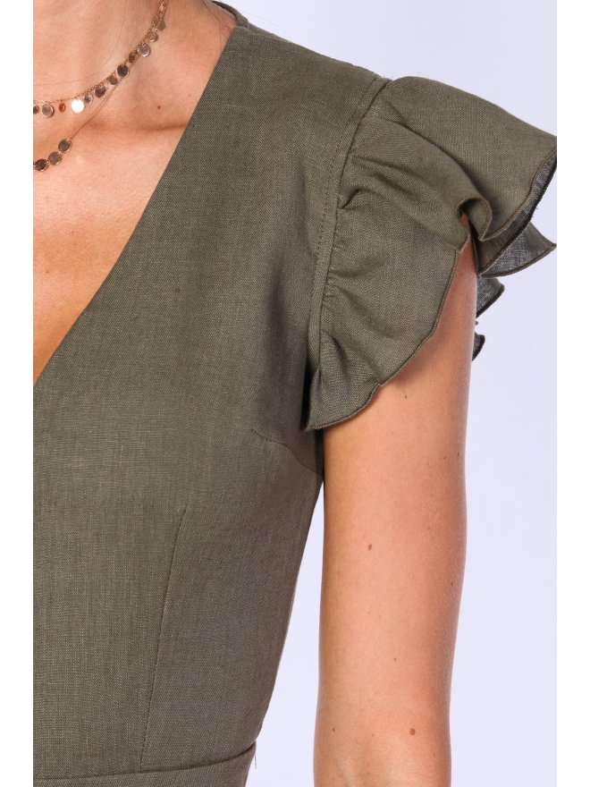 CARLA PURO LINO LAYERED RUFFLES MINI DRESS
