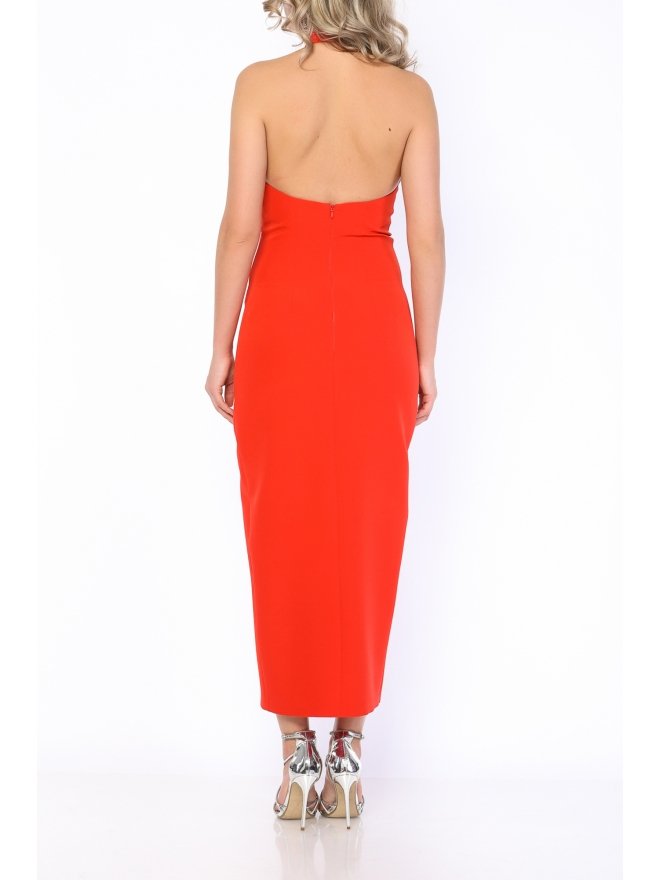 POESSE ROCHIE MIDI CU SLIT ADANC IN FATA SI TOP HALTER