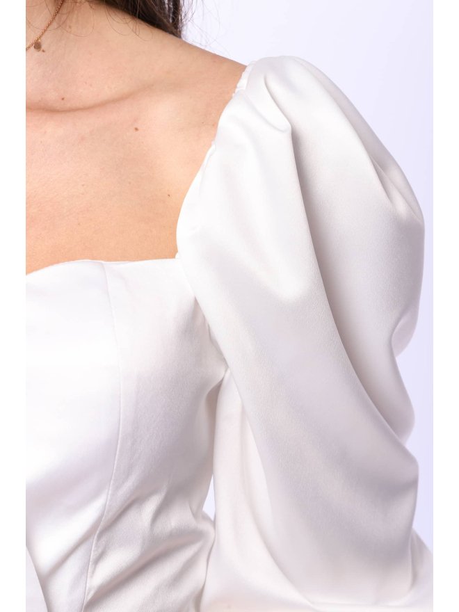 TGH ROCHIE MIDI DIN SATIN STIL LALEA CU DETALII BIJUTERIE