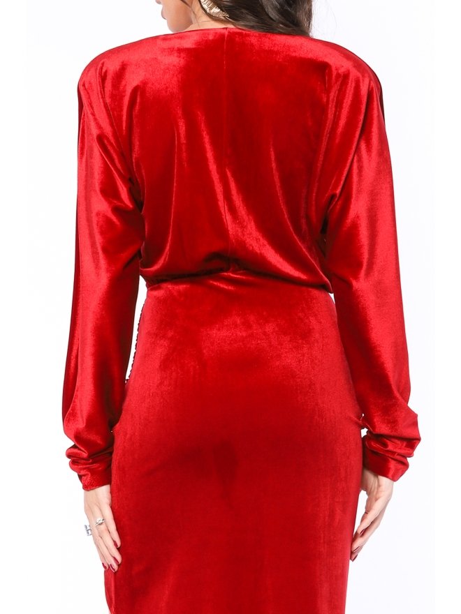 TGH LIKE A DIVA ASYMMETRIC VELVET MAXI DRESS