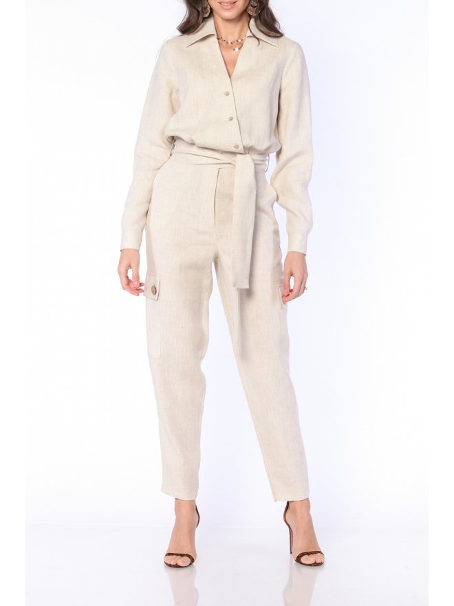 CARLA PURO LINO CARGO ASYMMETRIC BUTTONS JUMPSUIT