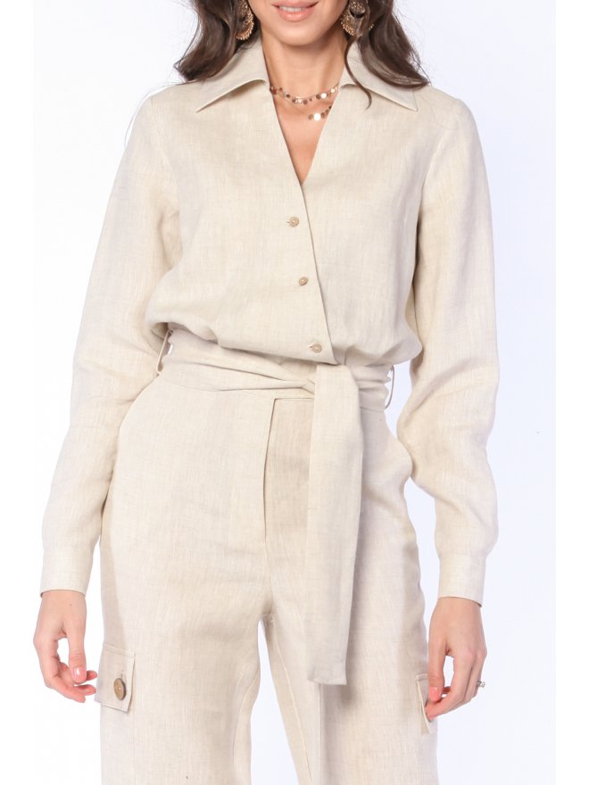 CARLA PURO LINO CARGO ASYMMETRIC BUTTONS JUMPSUIT
