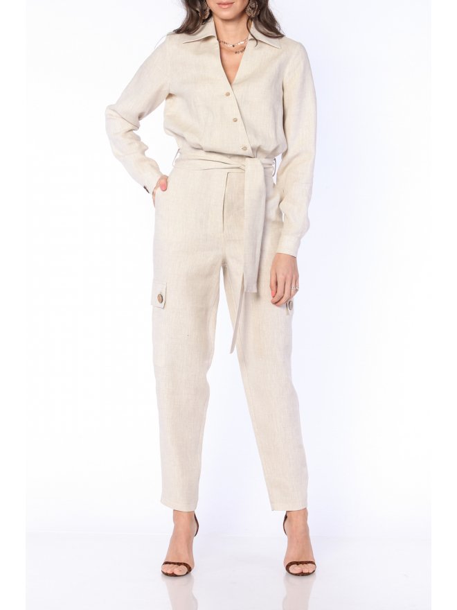 CARLA PURO LINO CARGO ASYMMETRIC BUTTONS JUMPSUIT