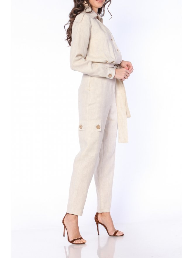 CARLA PURO LINO CARGO ASYMMETRIC BUTTONS JUMPSUIT