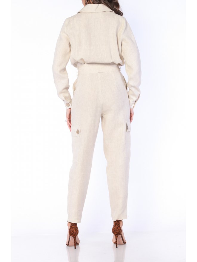 CARLA PURO LINO CARGO ASYMMETRIC BUTTONS JUMPSUIT