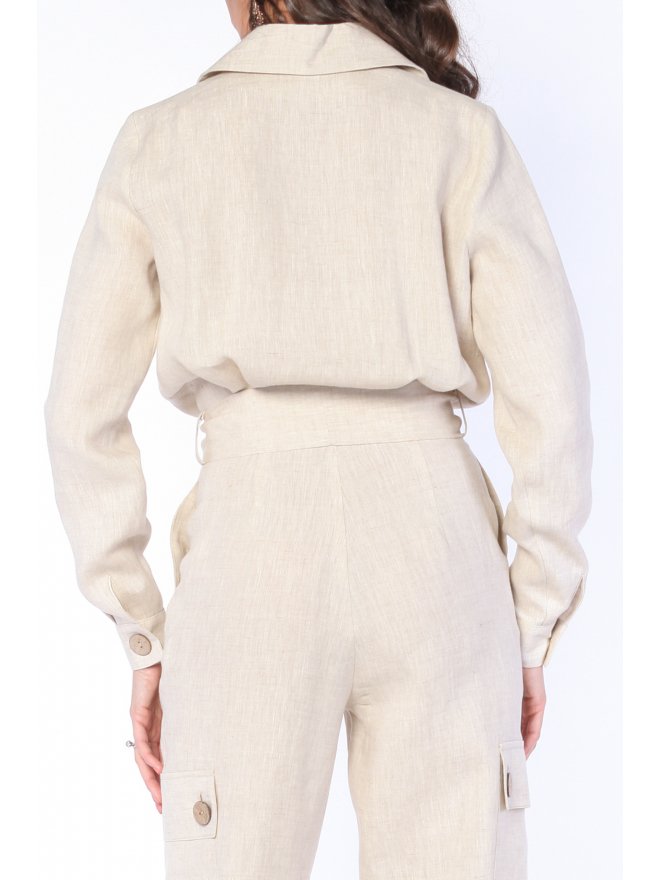 CARLA PURO LINO CARGO ASYMMETRIC BUTTONS JUMPSUIT