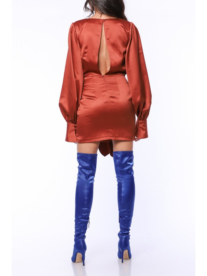 TGH ROCHIE MINI DIN SATIN TRENDSETTING CU ESARFA IN TALIE 