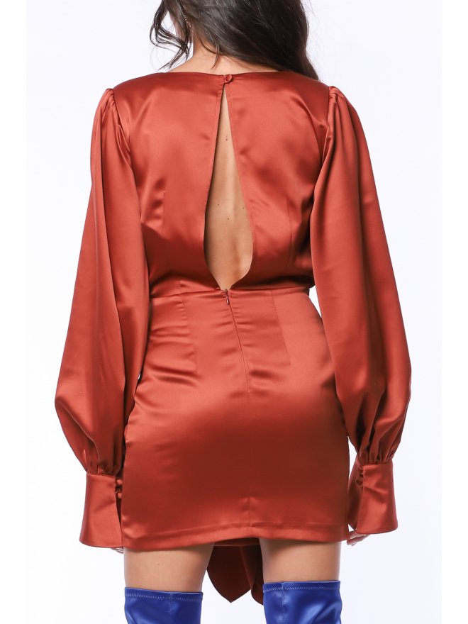 TGH ROCHIE MINI DIN SATIN TRENDSETTING CU ESARFA IN TALIE 