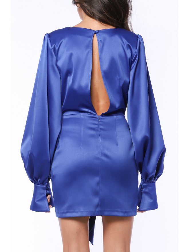 TGH ROCHIE MINI DIN SATIN TRENDSETTING CU ESARFA IN TALIE 