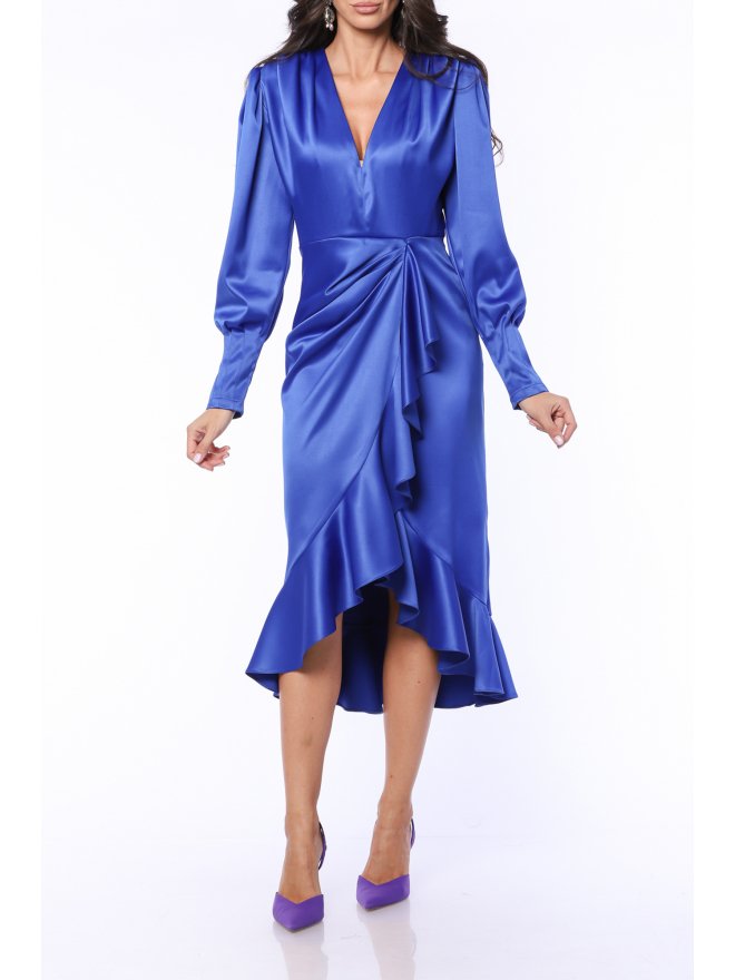 TGH ROCHIE MIDI DIN SATIN GRACE&STYLE CU VOLAN