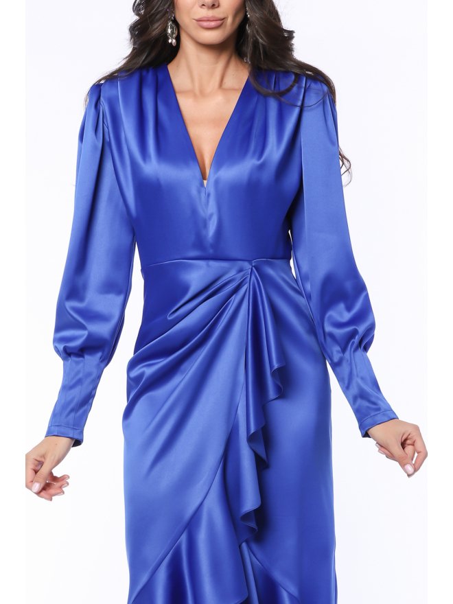 TGH ROCHIE MIDI DIN SATIN GRACE&STYLE CU VOLAN