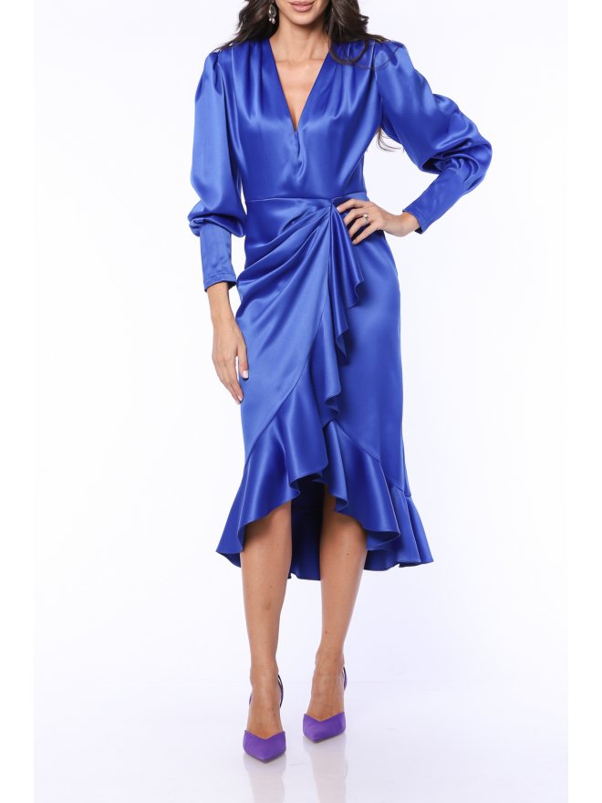 TGH ROCHIE MIDI DIN SATIN GRACE&STYLE CU VOLAN