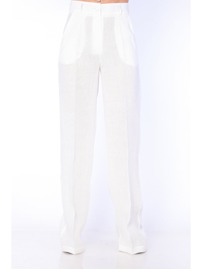 CARLA PURO LINO WIDE LEG & HIGH-WAIST TAILORED PANTS