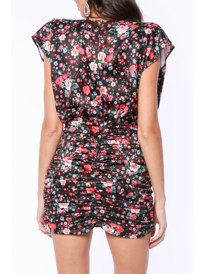 TGH FLORAL PRINT DRAPED MINI DRESS
