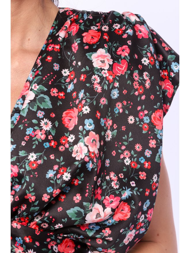 TGH FLORAL PRINT DRAPED MINI DRESS