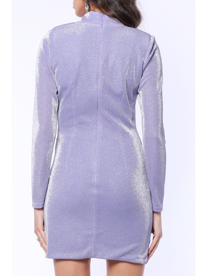 TGH ASYMMETRIC FRONT GLITTER LYCRA MINI DRESS 