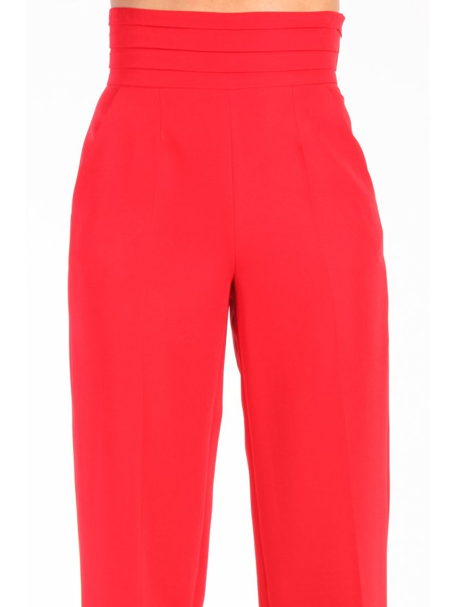 TGH PANTALONI LARGI TUXEDO STYLE CU TALIE PLISATA