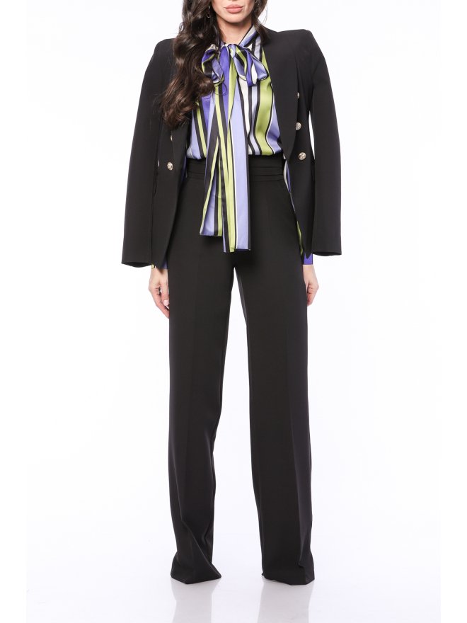 TGH TUXEDO STYLE PLEATED WAIST WIDE-LEG PANTS