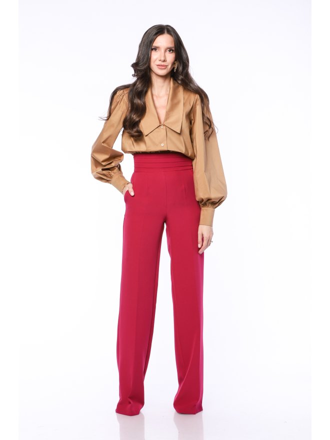 TGH TUXEDO STYLE PLEATED WAIST WIDE-LEG PANTS