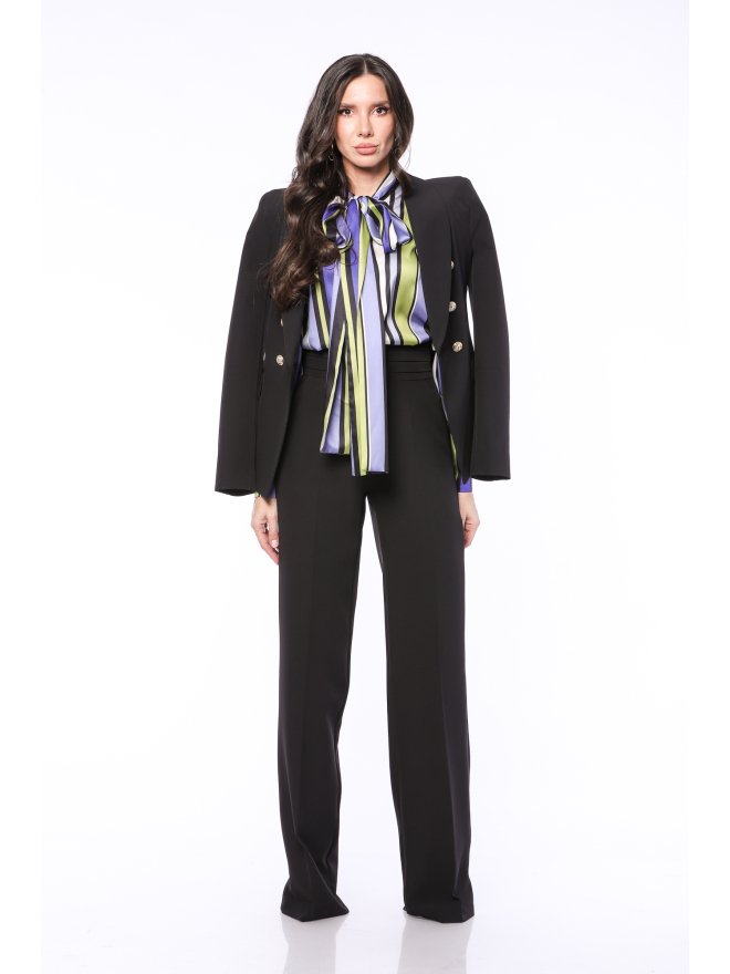 TGH TUXEDO STYLE PLEATED WAIST WIDE-LEG PANTS