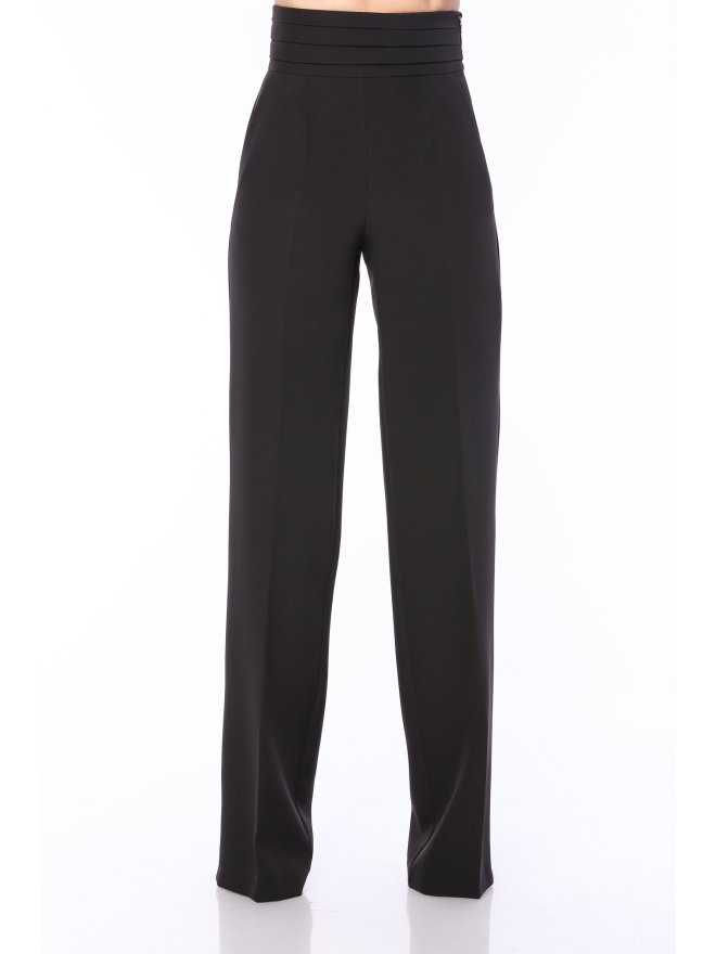 TGH TUXEDO STYLE PLEATED WAIST WIDE-LEG PANTS