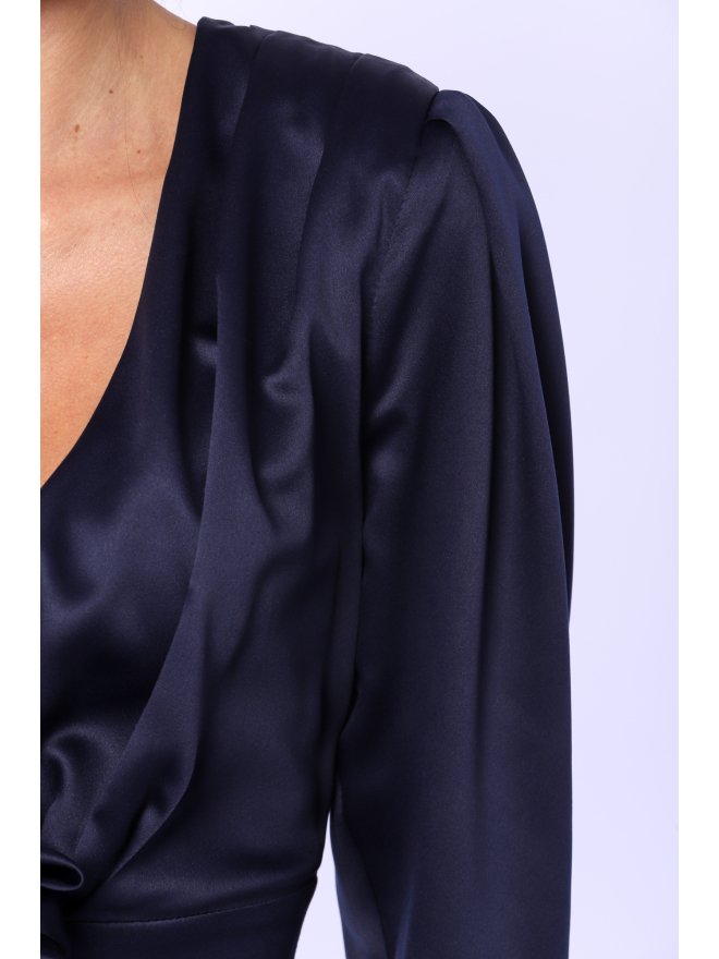 TGH ROCHIE MINI DRAPATA DIN SATIN CU TRANDAFIR
