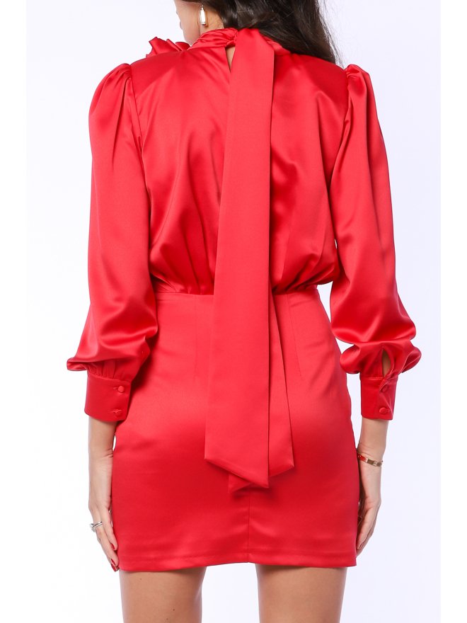 TGH ROCHIE MINI DIN SATIN CU TRANDAFIRI SI PENSE