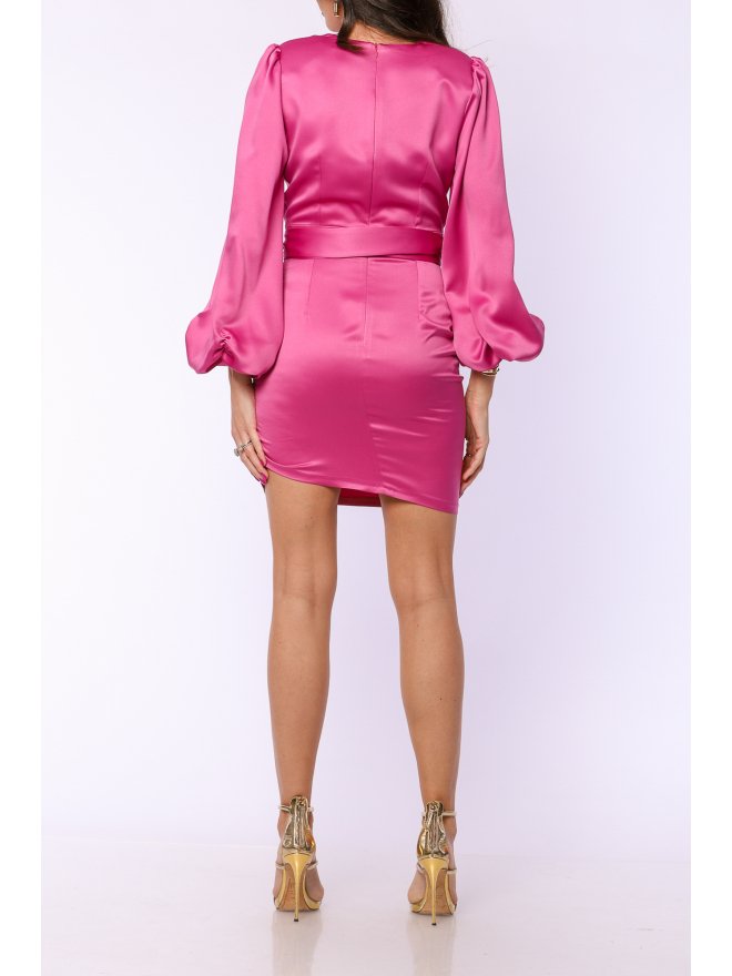 TGH ROCHIE MINI ASIMETRICA DIN SATIN CU CORDON 