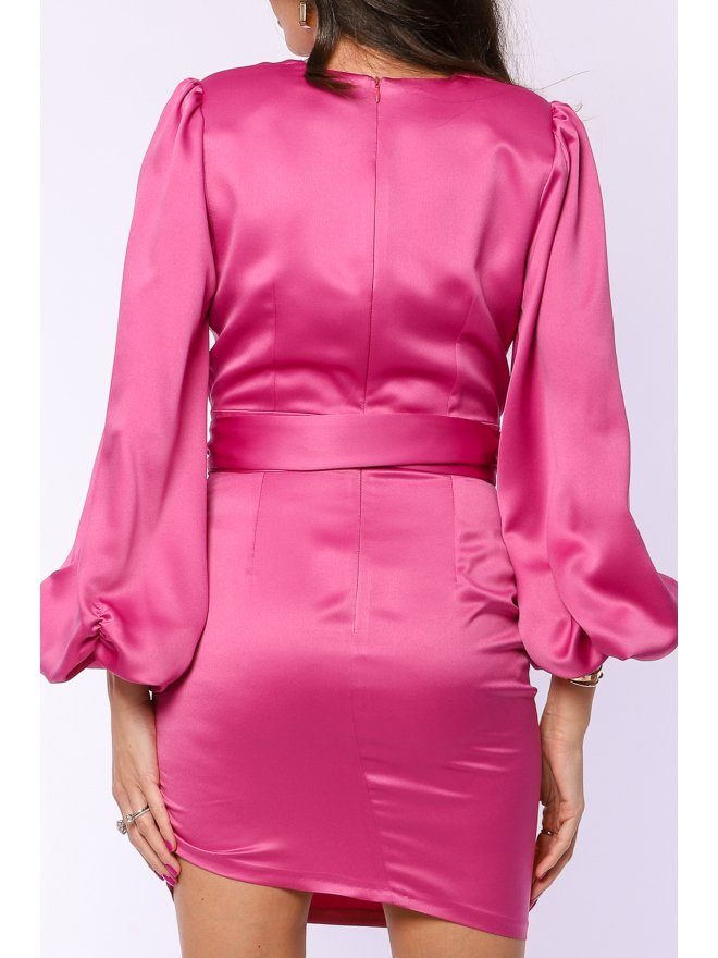 TGH ROCHIE MINI ASIMETRICA DIN SATIN CU CORDON 