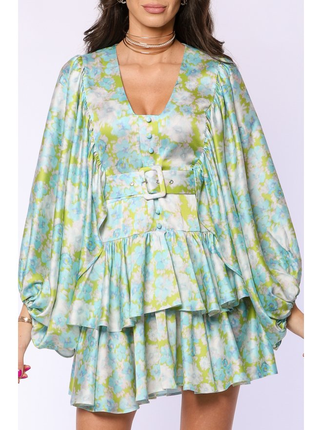 TGH ROCHIE MINI CU MANECI BUFANTE SI PRINT FLORAL