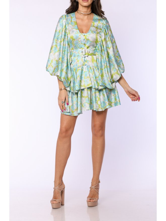 TGH ROCHIE MINI CU MANECI BUFANTE SI PRINT FLORAL