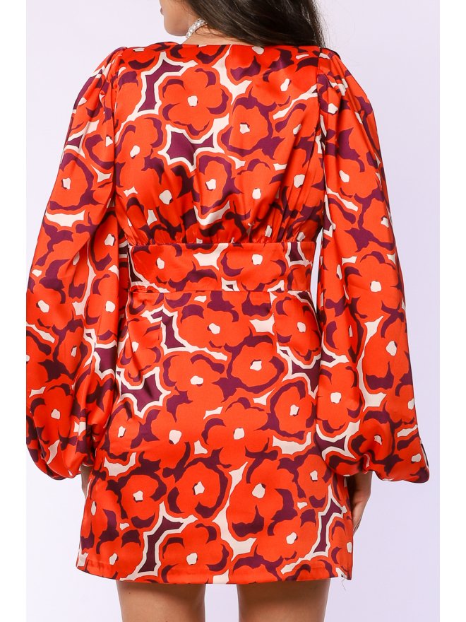 TGH ROCHIE MINI CU PRINT FLORAL SI NASTURI