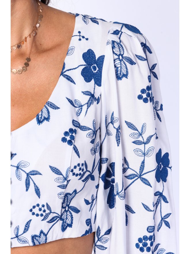 POESSE CROP TOP GREECE CU PRINT FLORAL