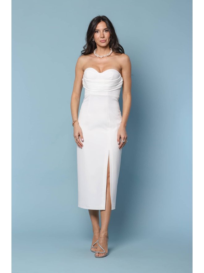 TGH ROCHIE MIDI BRIDAL CU CORSET SPECIAL PLISAT