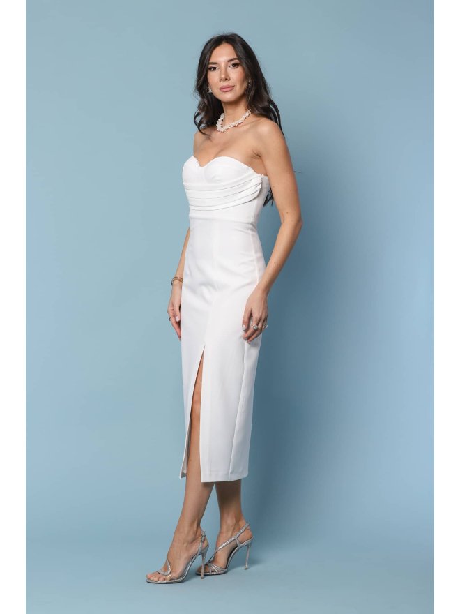 TGH ROCHIE MIDI BRIDAL CU CORSET SPECIAL PLISAT