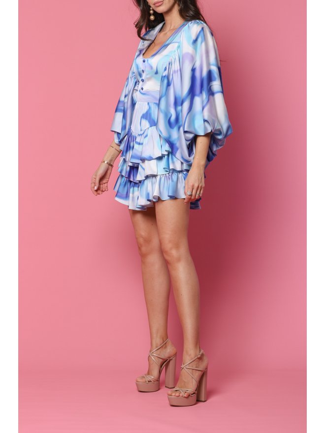 TGH ROCHIE MINI CU VOLANE ASIMETRICE SI PRINT SEA WAVES