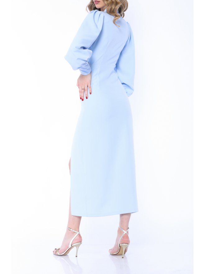 MARMURI JEWELLERY BUTTONS DEEP SLIT MIDI DRESS