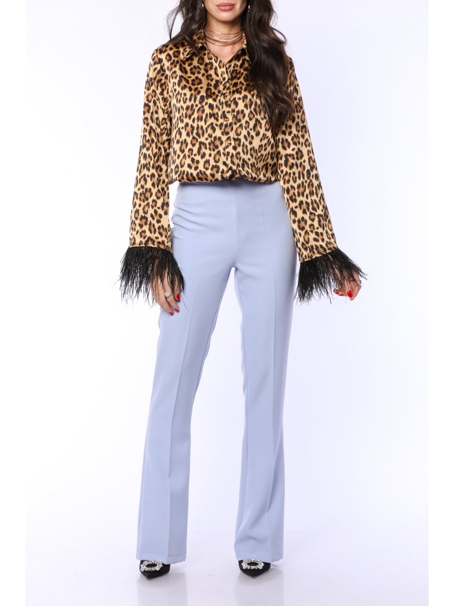 TGH FEATHERS CUFFS ANIMAL PRINT SHIRT