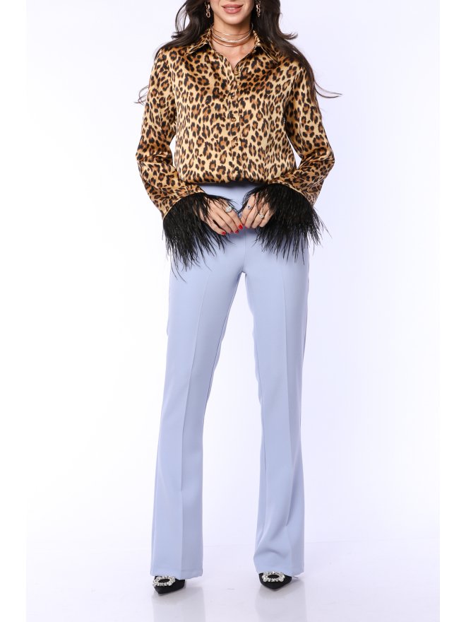 TGH FEATHERS CUFFS ANIMAL PRINT SHIRT