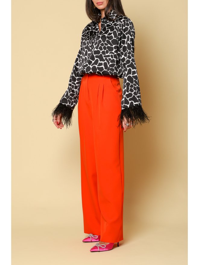 TGH FEATHERS CUFFS ANIMAL PRINT SHIRT