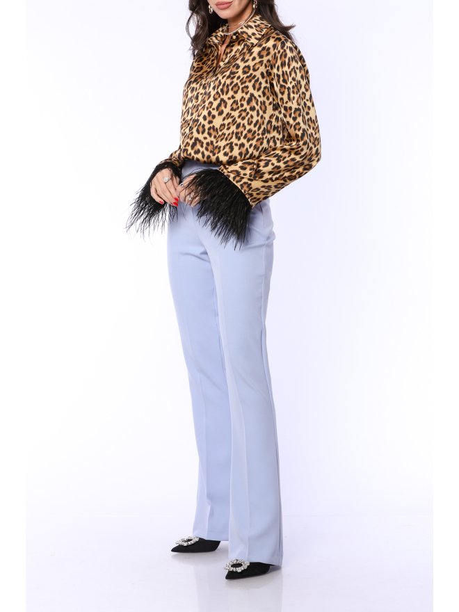TGH FEATHERS CUFFS ANIMAL PRINT SHIRT