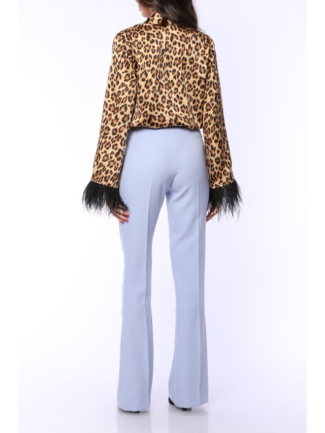TGH FEATHERS CUFFS ANIMAL PRINT SHIRT