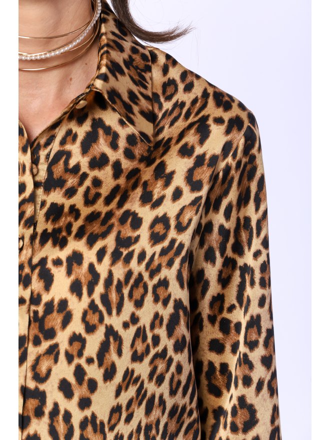 TGH FEATHERS CUFFS ANIMAL PRINT SHIRT