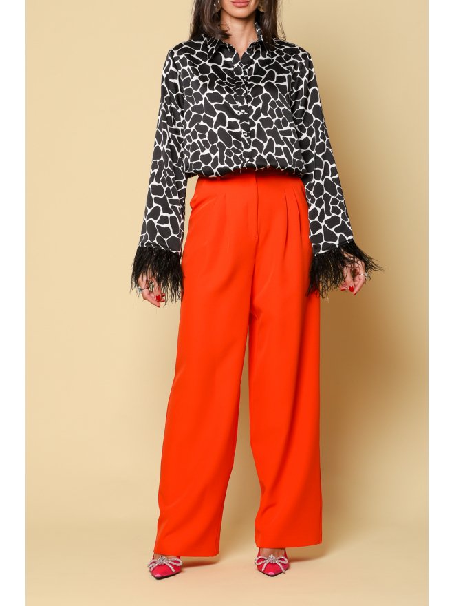 TGH FEATHERS CUFFS ANIMAL PRINT SHIRT