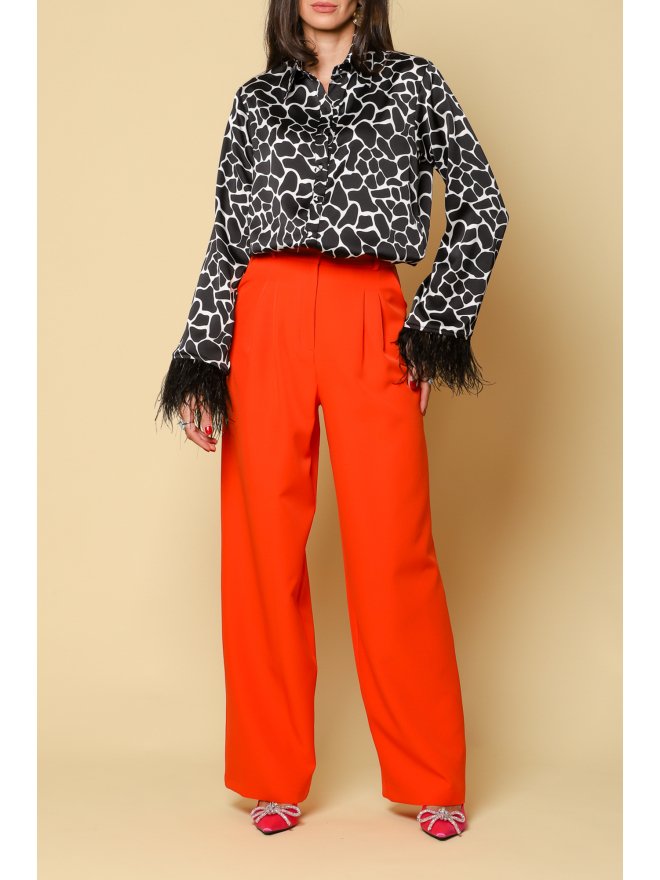 TGH FEATHERS CUFFS ANIMAL PRINT SHIRT