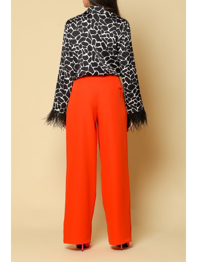 TGH FEATHERS CUFFS ANIMAL PRINT SHIRT