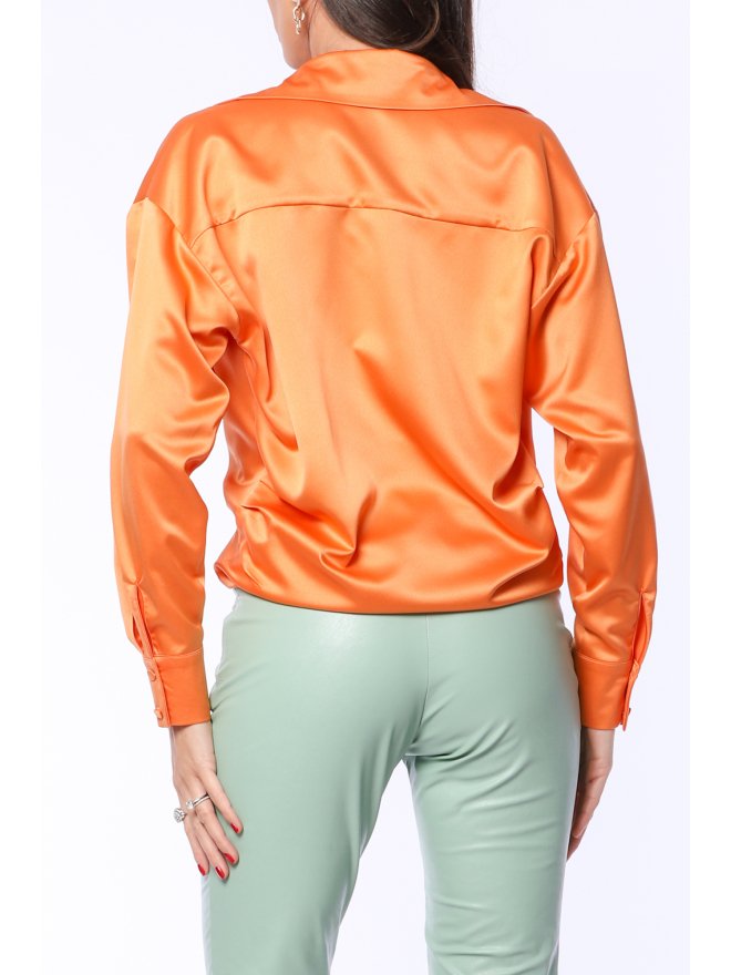 TGH FRONT KNOT SATIN SO HOT SATIN SHIRT