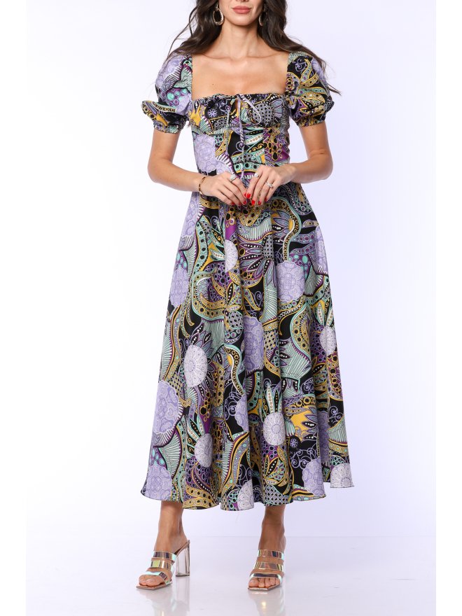 TGH ELECTIRC PRINT BOHO MIDI DRESS